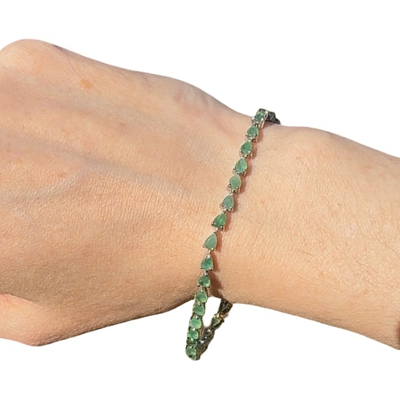 14k White Gold over Silver Genuine Emerald Bracelet!